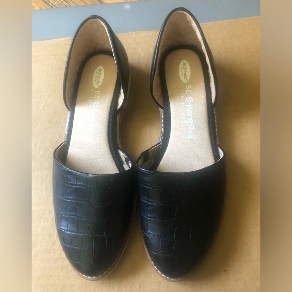 Dr. Scholl's Black Flats Rounded Toe Slip-On